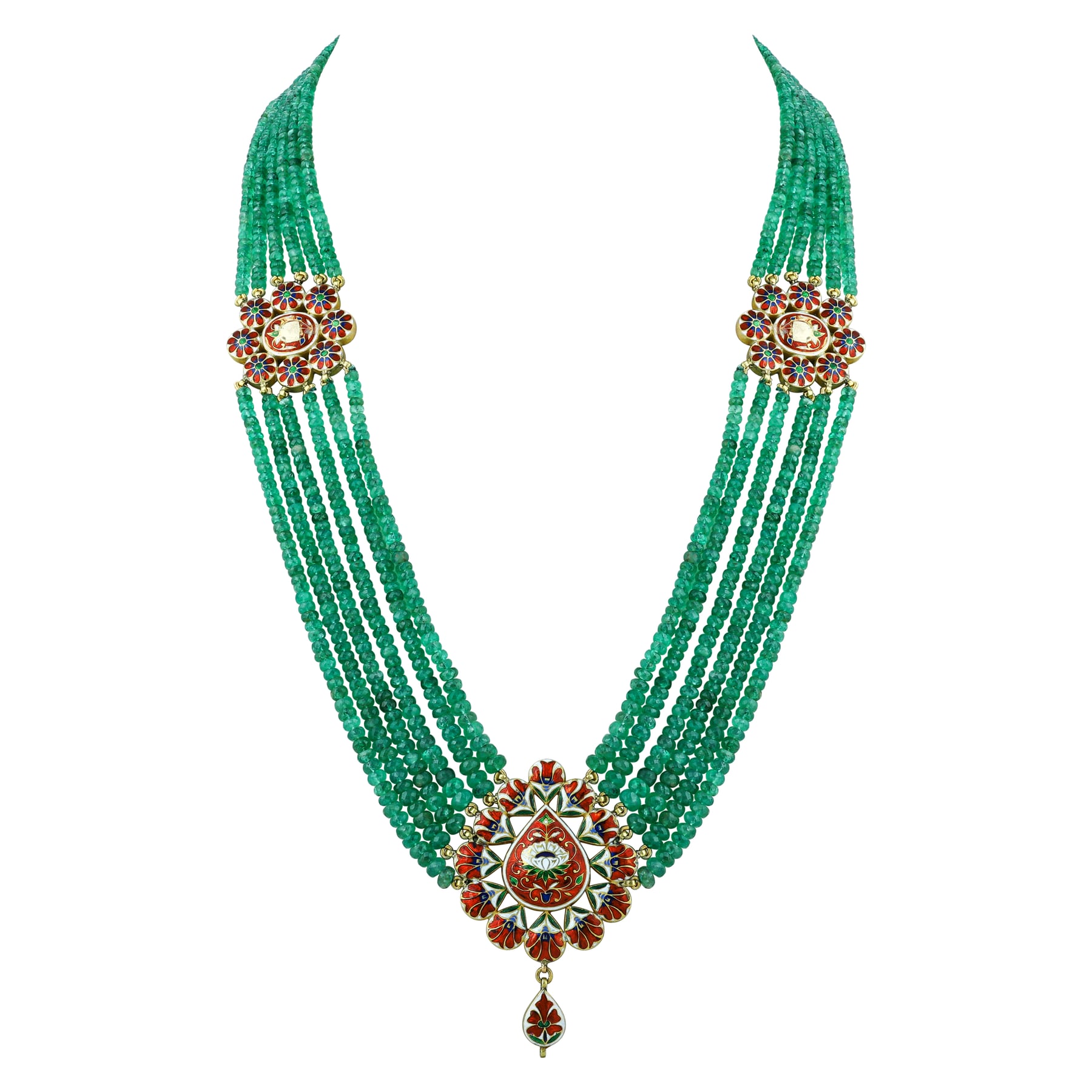 Multi-Strand Emerald Necklace with Polkis
